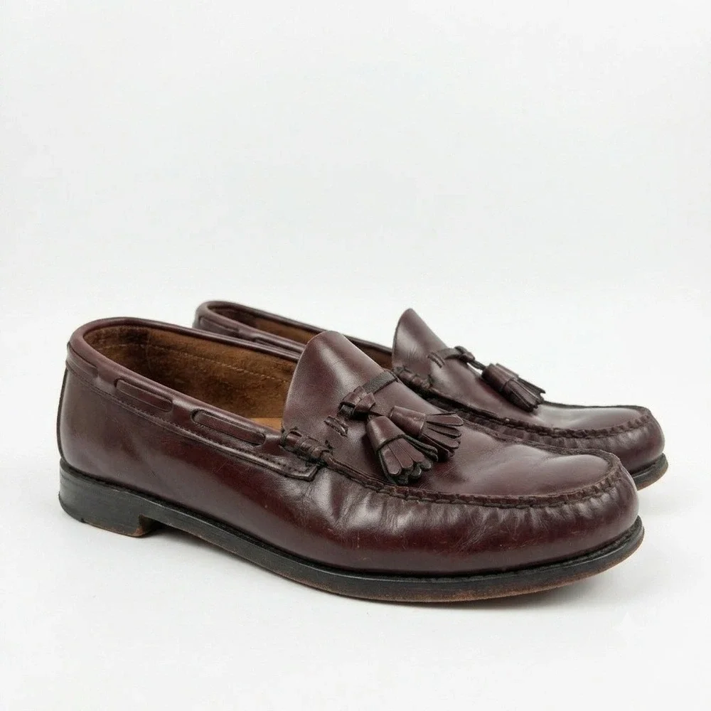 G.H. Bass Wilton Tassel Loafers Mens 8 Burgundy Leather Preppy Dress Shoes